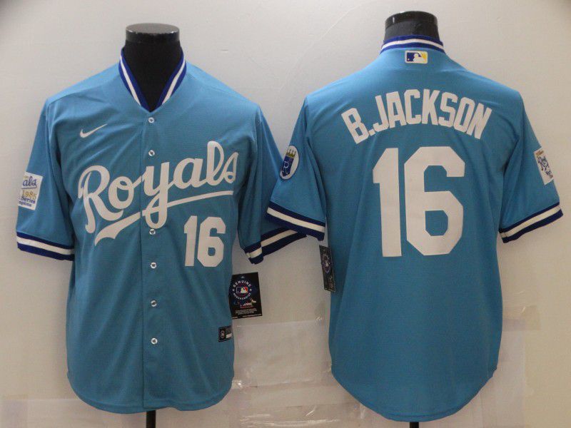 Men Kansas City Royals #16 B.Jackson Light blue Game 2021 Nike MLB Jersey